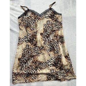 NWT INC‎ Animal Leopard Print Nightgown Negligee Lace Size Small